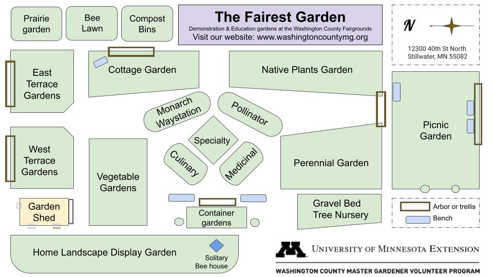 Overall map of the Fairest Garden showing the various garden segments